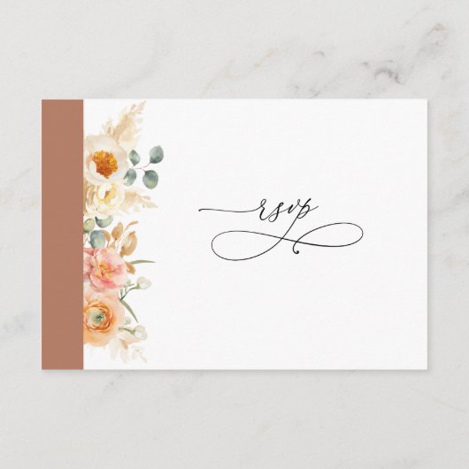 Elegante QR Code UAWG Peach and Terracotta Wedding Begleitkarte (Rückseite)