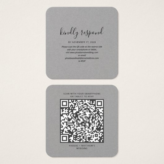 Elegante QR Code UAWG Wedding Website (Vorne & Hinten)