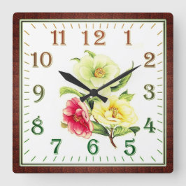 Elegante quadratische Acryl-Wanduhr mit Blumenmoti Wanduhr