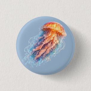 Elegante Qualle Ozean-Fantasie-Illustration Button