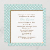 Elegante Quatrefoil Muster-Baby-Taufe Einladung (Vorne/Hinten)