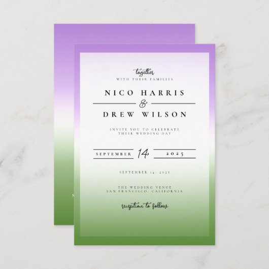 Elegante Quee Hochzeit Einladung (Vorne/Hinten)