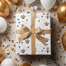Elegante Queen Bee Gold Crown White Geschenkpapier