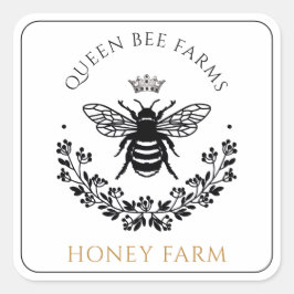 Elegante Queen Honey Bee Product Labels Quadratischer Aufkleber
