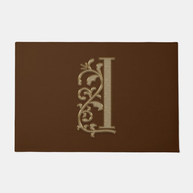 Elegante QuickMonogram I Initial auf Brown Fußmatte (Vorderseite)