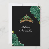 Elegante Quinceanera Black Emerald Green Einladung (Rückseite)