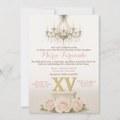 Elegante Quinceañera Blush Chandelier Celebration Einladung (Vorderseite)