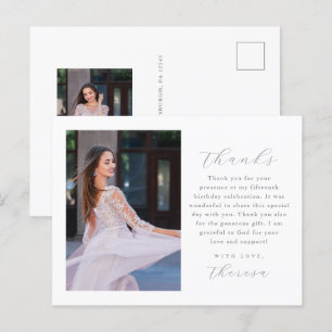 Elegante Quinceanera-Danksagung mit zwei Fotos Postkarte