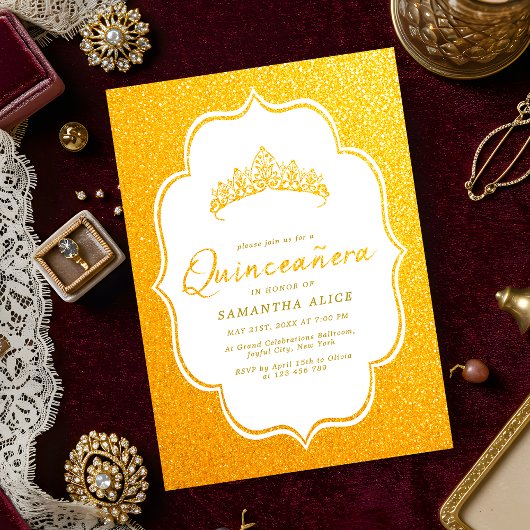 Elegante Quinceanera Einladung - Gold Minimalistis