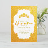 Elegante Quinceanera Einladung - Gold Minimalistis (Stehend Vorderseite)