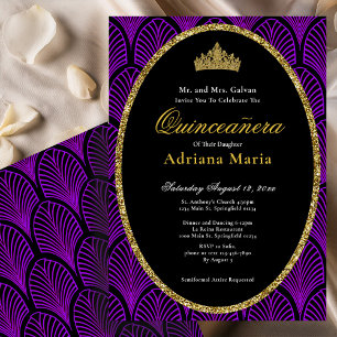 Elegante Quinceanera-Einladung lila Art Deco Einladung