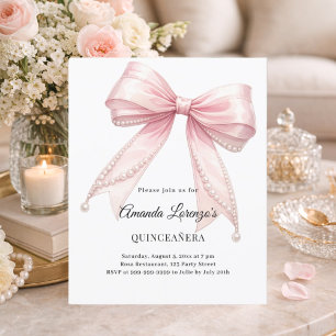 Elegante Quinceanera-Einladung mit rosa Schleife u