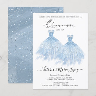 Elegante Quinceañera Glitzer Sparkle Spanische Ruh Einladung