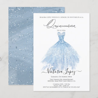 Elegante Quinceañera Glitzer Sparkle Spanische Ruh Einladung