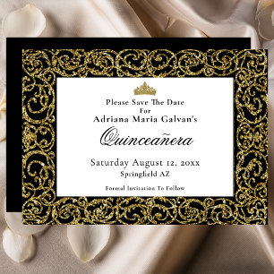 Elegante Quinceanera Gold-Schriftrolle - Termin me Save The Date