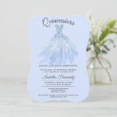 Elegante Quinceanera Mis Quince Blue Violet Glitze Einladung (Stehend Vorderseite)