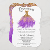 Elegante Quinceanera Mis Quince Orchid Glitzer Einladung (Vorne/Hinten)