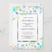 Elegante Quinceañera mit Blume Einladung (Vorderseite)