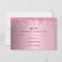Elegante Quinceañera Pink und Gold Glitzer Tropfen