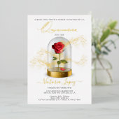 Elegante Quinceañera-Rote Rose auf Spanisch Folieneinladung (Stehend vorne)