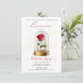 Elegante Quinceañera Rote Rose im Spanischen Einla Einladung (Stehend Vorderseite)