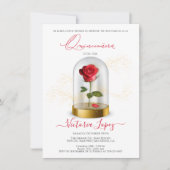 Elegante Quinceañera Rote Rose im Spanischen Einla Einladung (Vorderseite)