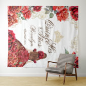 Elegante Quinceanera-Rote Rosen Hintergrund Tapest Wandteppich (Beispiel (Horizontal))