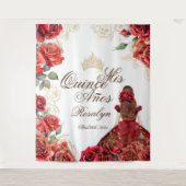 Elegante Quinceanera-Rote Rosen Hintergrund Tapest Wandteppich (Vorderseite)