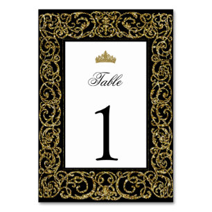 Elegante Quinceanera-Tischnummer mit goldener Orna Tischnummer