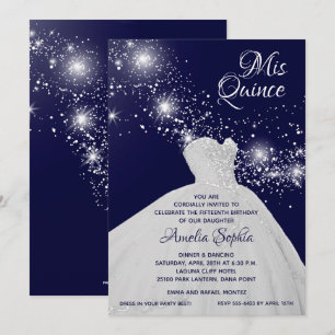 Elegante Quinceañera Weiße Kleid Einladungen