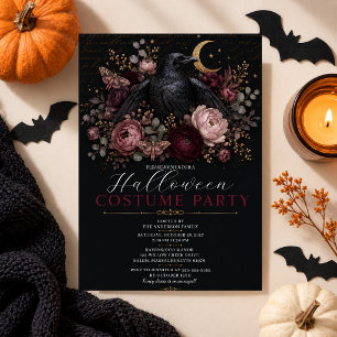 Elegante Raben-Blumen-Halloween-Gotik-Romanze Einladung