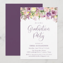 Elegante Radiant Lila Floral Graduation Party Einladung