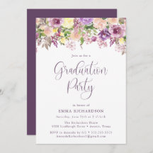 Elegante Radiant Lila Floral Graduation Party