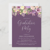 Elegante Radiant Lila Floral Graduation Party Einladung (Vorderseite)