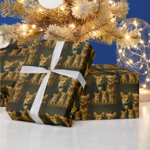Elegante, raffinierte, entzückende Corgi-Familien- Geschenkpapier