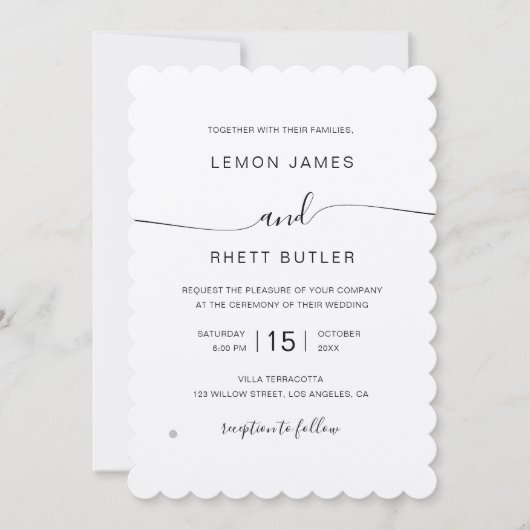 Elegante, raffinierte Luxus-Kalligrafie-Hochzeit Einladung (Vorderseite)