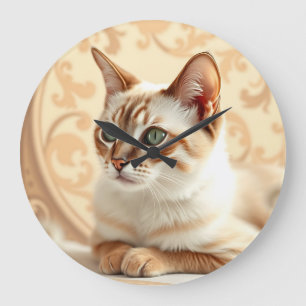 Elegante Ragdoll Katze im Jugendstil Große Wanduhr