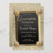 Elegante Rahmen Chic Blume, Rose Quinceañera Einladung (Vorne/Hinten)