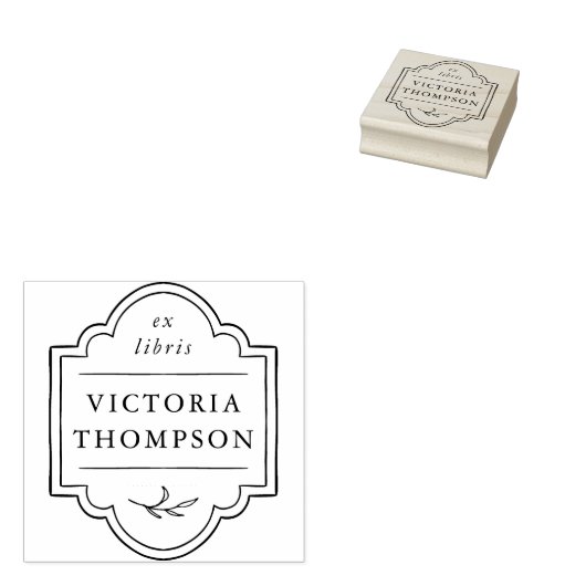 Elegante Rahmen Delikate Blätter Ex Libris Buchzei Gummistempel (Stempel)