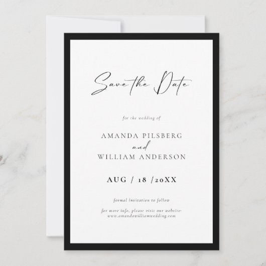 Elegante Rahmen Moderne Save The Date Karte (Vorderseite)