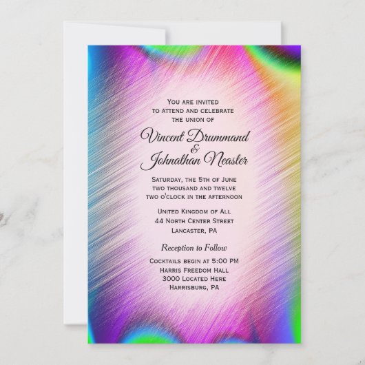 Elegante Rainbow Colors Hochzeiten Einladung (Vorderseite)