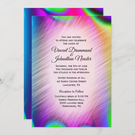 Elegante Rainbow Colors Hochzeiten Einladung (Vorne/Hinten)