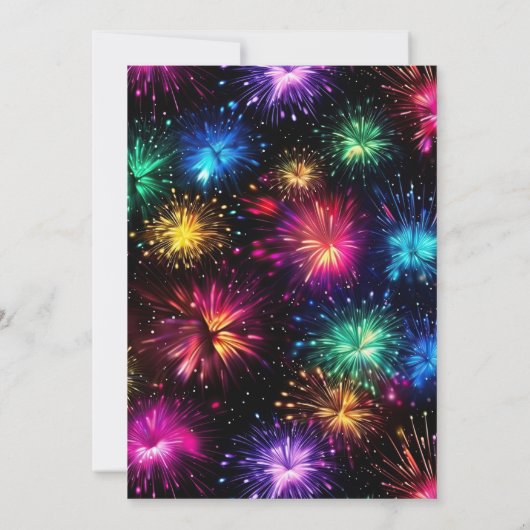 Elegante Rainbow Fireworks Gold Frame Wedding Einladung (Rückseite)