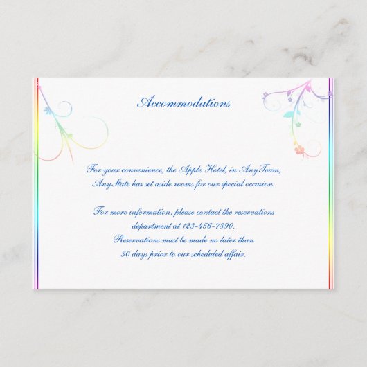 Elegante Rainbow Floral Gay Wedding Insert (Vorderseite)