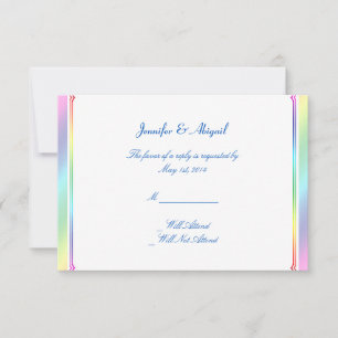 Elegante Rainbow Floral Gay Wedding Response Card RSVP Karte