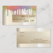 Elegante Rainbow Glitzer Tropfen Empfehlungskarte (Vorne/Hinten)