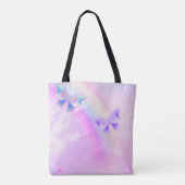 Elegante Rainbow Pink und Blue Butterfly Wedding Tasche (Rückseite)
