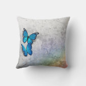 Elegante Rainbow Silver and Blue Butterfly Wedding Kissen (Rückseite)