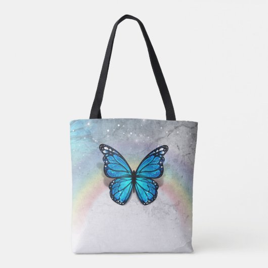 Elegante Rainbow Silver and Blue Butterfly Wedding Tasche (Rückseite)