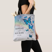 Elegante Rainbow Silver and Blue Butterfly Wedding Tasche (Von Nahem)